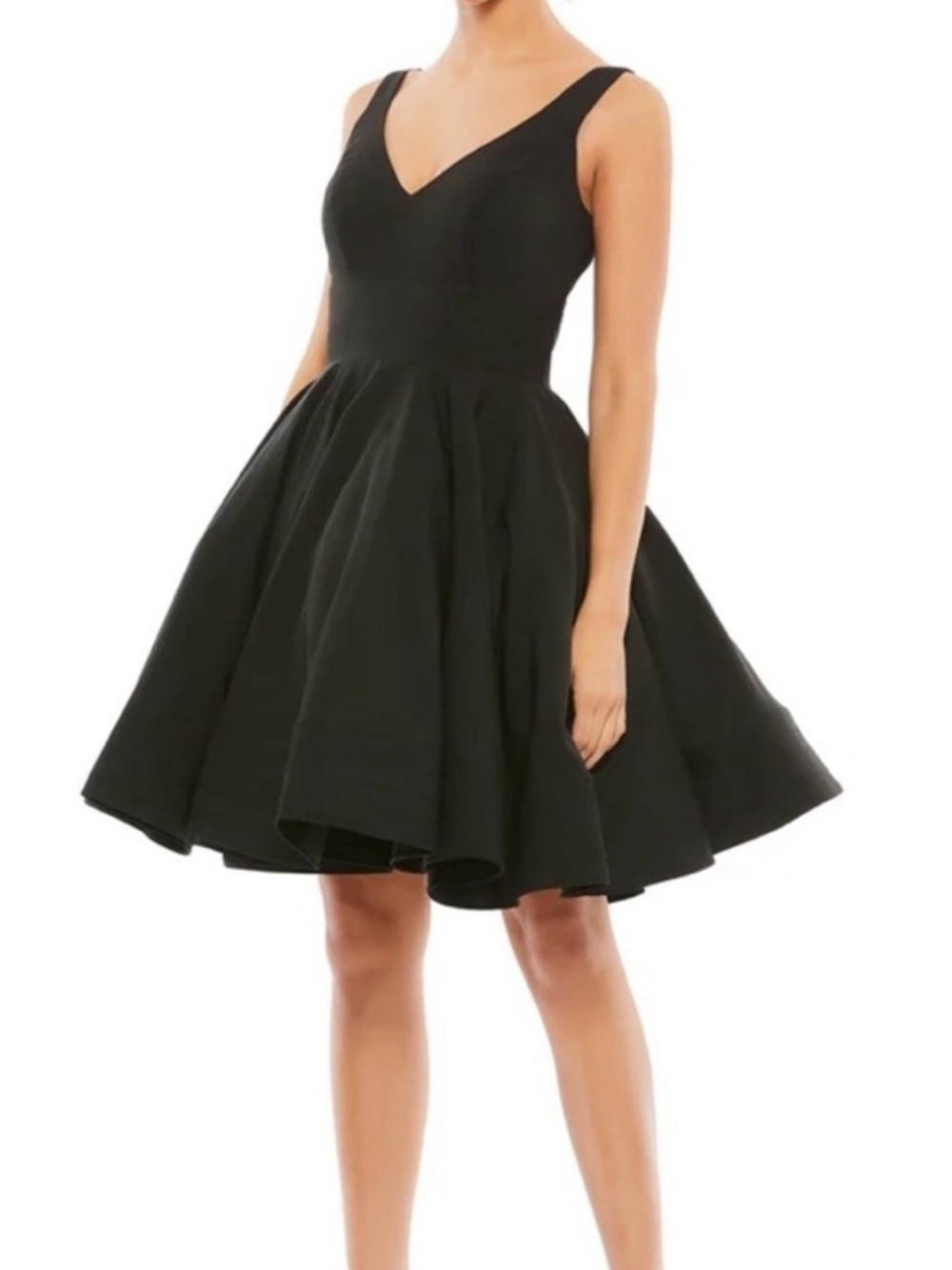 Black V-Neck Ieena for MacDougall Mini Dress with Full Skirt